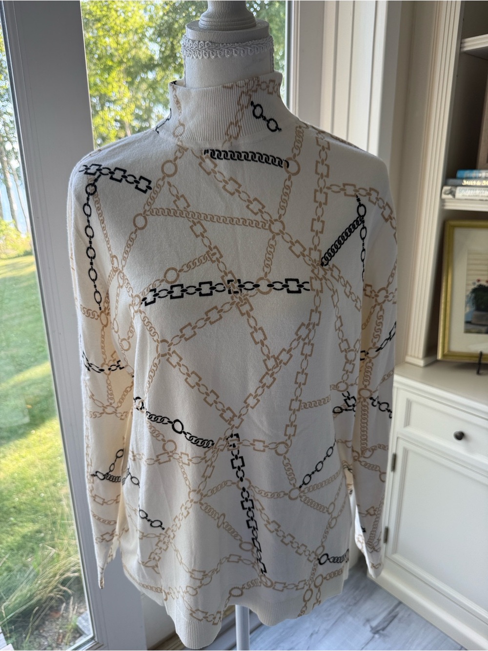 Chico’s Chain-Print Turtleneck Sweater